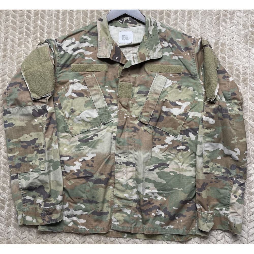 Army Combat Unisex Medium Uniform Coat w/Insect Guard RipStop Long Woodland Camo